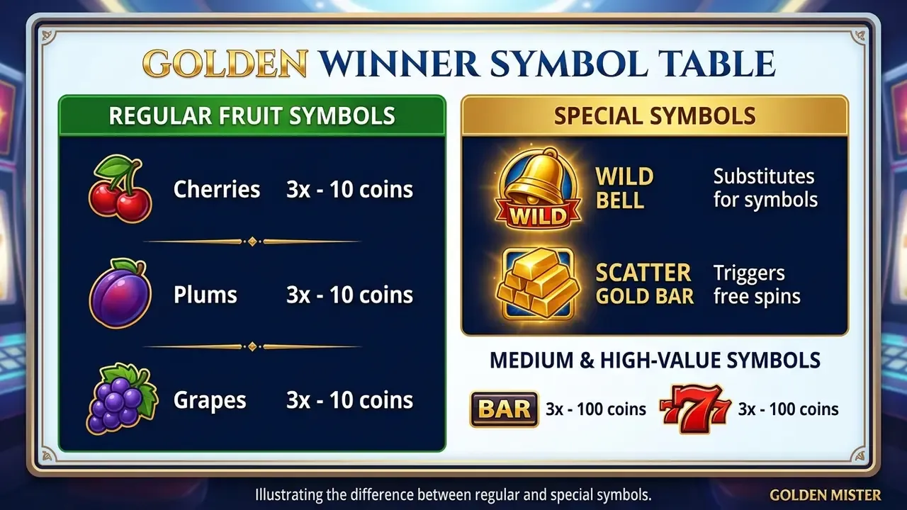 golden winner slot symbol paytable